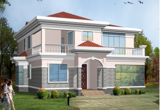 130平方米農(nóng)村二層別墅建筑設(shè)計(jì)圖紙，12.3x13.5米