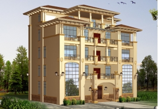 230平方農(nóng)村四層別墅設計施工圖紙及效果圖，20x14米