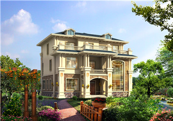 新式帶挑空客廳三層鄉(xiāng)村別墅設計圖，占地170平左右