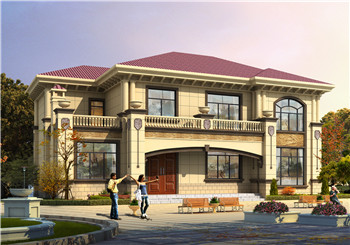 170平方米歐式農(nóng)村兩層小別墅設(shè)計(jì)圖紙帶外觀圖，精致好看