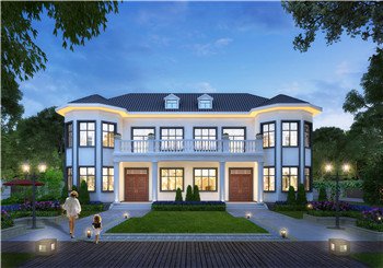 170平方米雙拼別墅戶型建筑設計圖紙及外觀效果圖，復式單戶85平