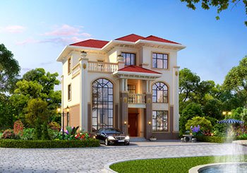 新款三層豪華大氣歐式別墅設(shè)計圖，3種戶型設(shè)計方案