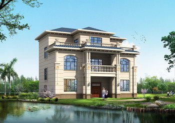 室內(nèi)不設(shè)廚房現(xiàn)代農(nóng)村三層住宅設(shè)計(jì)圖，外觀時(shí)尚，個(gè)性化的生活