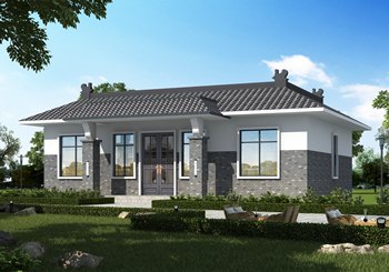 140平中式徽派一層別墅設計圖，一層照樣建這樣漂亮