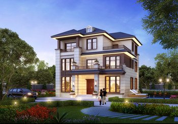 新農(nóng)村住宅設(shè)計(jì)圖紙含效果圖，方方正正的別墅方案