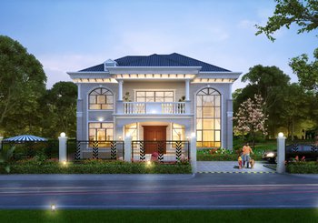 美觀大氣二層歐式別墅設(shè)計圖，外觀效果圖高端上檔次