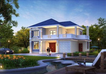 120平帶車庫二層農(nóng)村別墅施工圖，簡約時(shí)尚的外觀