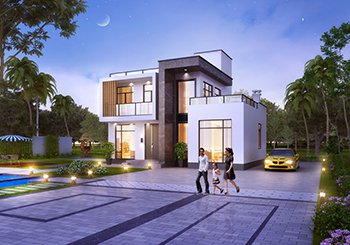 超現(xiàn)代風(fēng)格平頂別墅設(shè)計圖，外觀時尚，80、90很喜歡