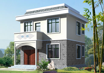 農(nóng)村簡單兩層別墅房屋設(shè)計圖紙（含外觀效果圖）