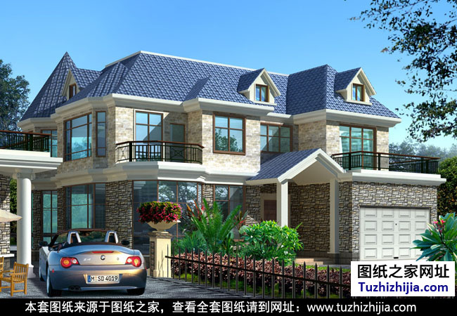 帶閣樓歐式二層半別墅設(shè)計(jì)圖紙 效果圖