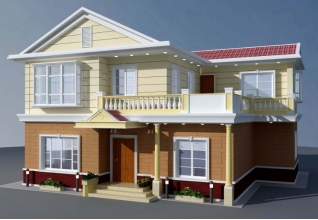 100平方米農(nóng)村二層CAD設(shè)計(jì)圖紙帶外觀圖，12X8米