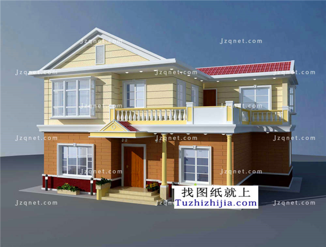 100平方米農(nóng)村二層CAD設(shè)計圖紙帶外觀圖，12X8米