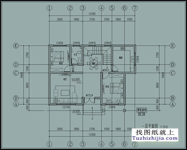 100平方米農(nóng)村二層CAD設(shè)計圖紙帶外觀圖，12X8米