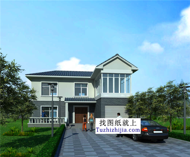 110平方米農(nóng)村兩層別墅設(shè)計效果圖及圖紙，12X12米