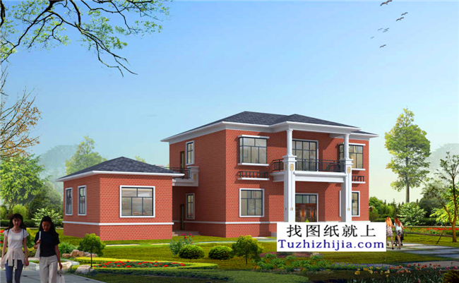 126平方米清新實用型新農(nóng)村二層小別墅設(shè)計圖紙帶效果圖,13x10米