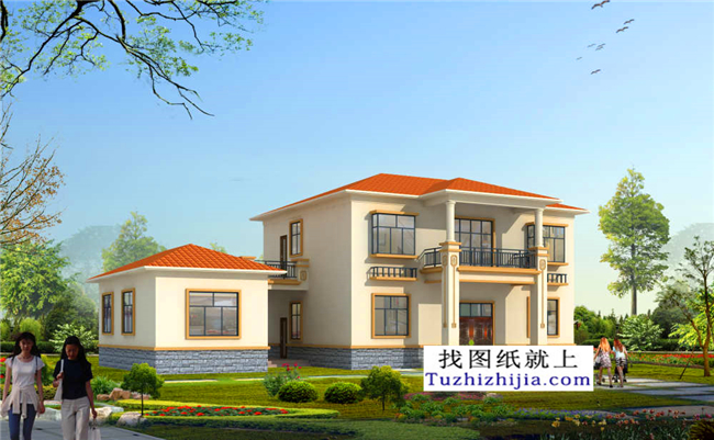 126平方米清新實用型新農(nóng)村二層小別墅設(shè)計圖紙帶效果圖,13x10米