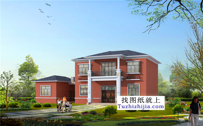 126平方米清新實用型新農(nóng)村二層小別墅設(shè)計圖紙帶效果圖,13x10米