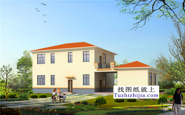 126平方米清新實用型新農(nóng)村二層小別墅設(shè)計圖紙帶效果圖,13x10米