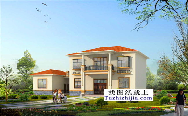 126平方米清新實用型新農(nóng)村二層小別墅設(shè)計圖紙帶效果圖,13x10米