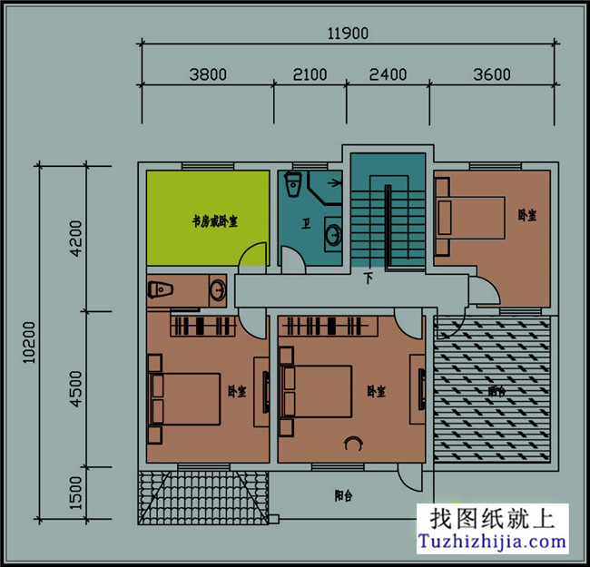 110平方米二層自建小別墅設(shè)計CAD施工圖紙帶效果圖，12x13米