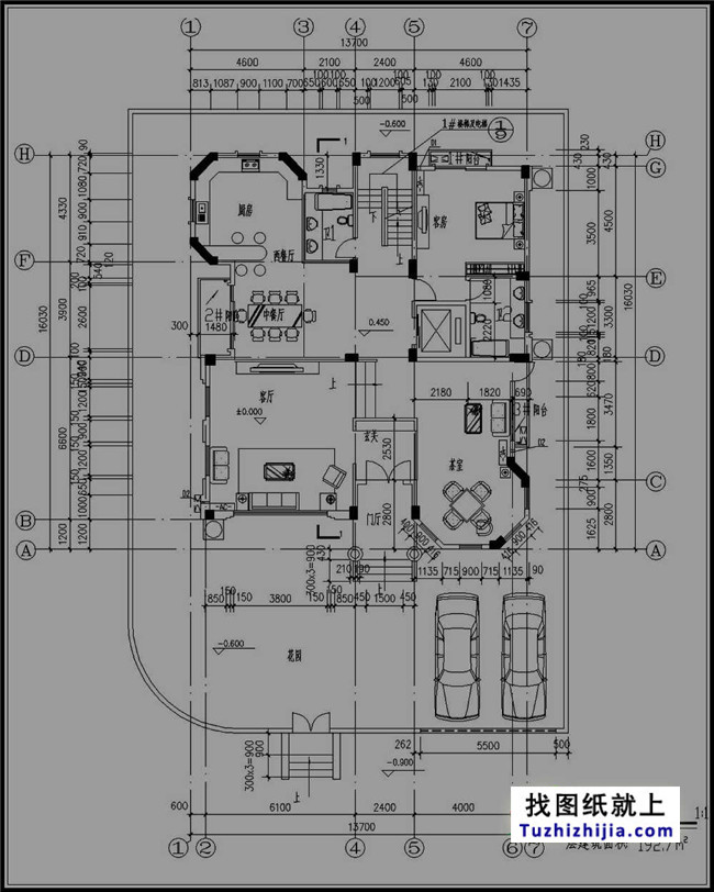 高檔四層帶塔樓歐式別墅設(shè)計圖紙