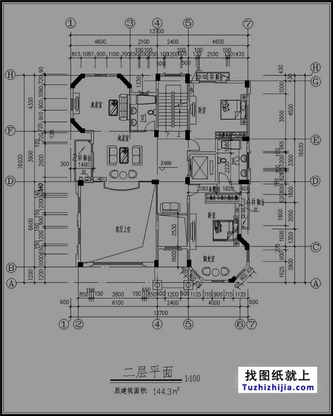 高檔四層帶塔樓歐式別墅設(shè)計圖紙