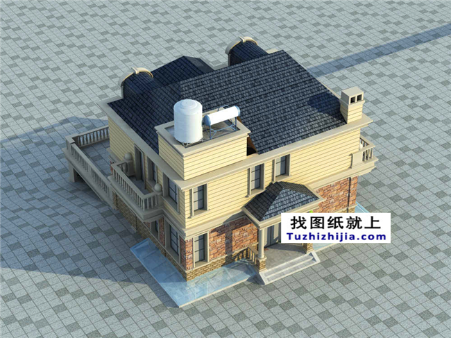 115平方米自建別墅設(shè)計帶地下室的CAD設(shè)計圖紙及外觀設(shè)計，12x9米