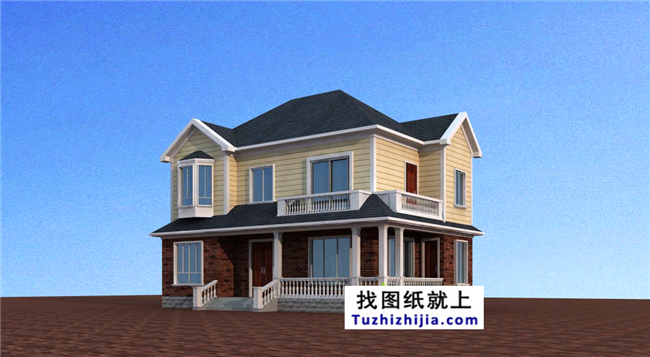 133平方米新農(nóng)村自建二層別墅CAD設(shè)計(jì)圖紙及外觀圖，15x10米