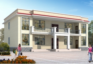 165平方米河南二層平屋頂房屋設(shè)計圖紙帶外觀效果圖17x11米