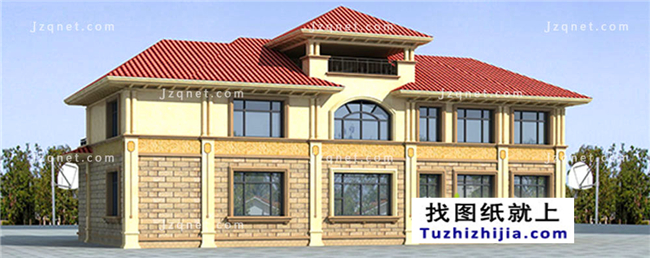 260平方米仿歐式二層別墅設(shè)計(jì)圖紙及效果圖，22X12米