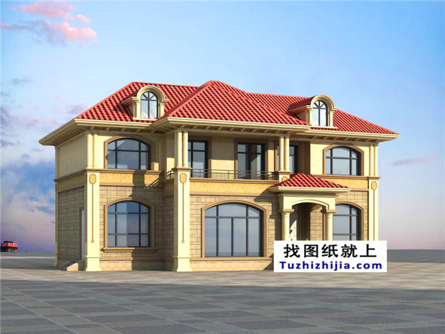 127平方米歐式實(shí)用型自建二層別墅設(shè)計CAD圖紙14.74米*9.34米