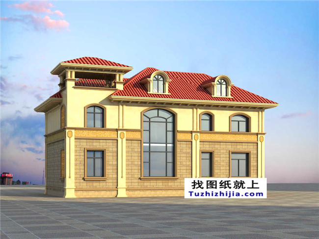 127平方米歐式實(shí)用型自建二層別墅設(shè)計CAD圖紙14.74米*9.34米