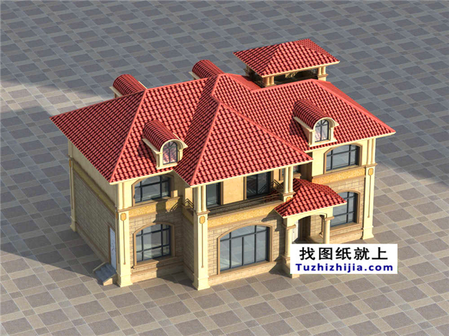 127平方米歐式實(shí)用型自建二層別墅設(shè)計CAD圖紙14.74米*9.34米