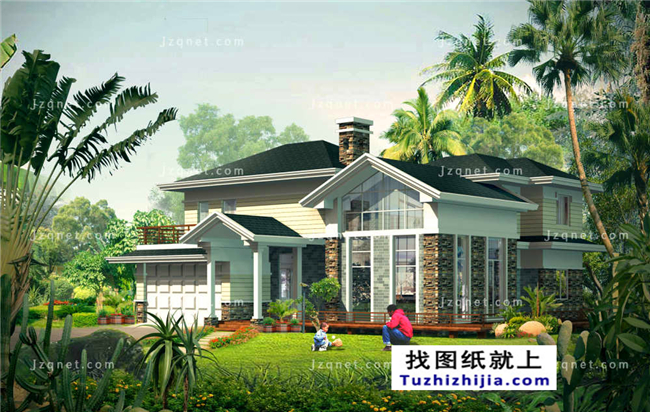 173平方米豪華型二層別墅設(shè)計(jì)圖紙及效果圖大全，15X13米