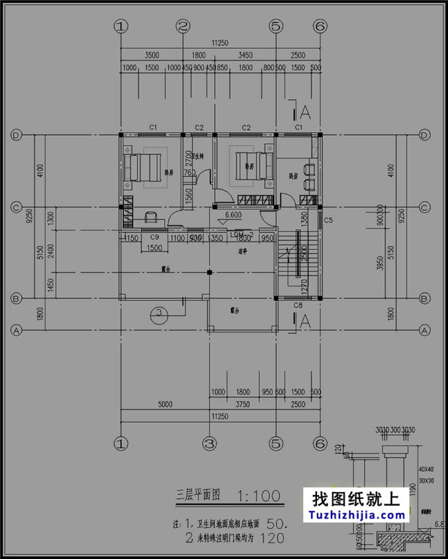 新農(nóng)村實用三層帶露臺房屋設(shè)計圖紙