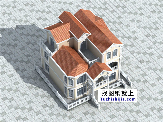 歐式風格三層別墅建筑設計圖
