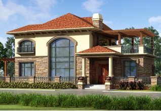 全套美式自建二層別墅設(shè)計圖紙，帶外觀效果圖18.3米*10.7米