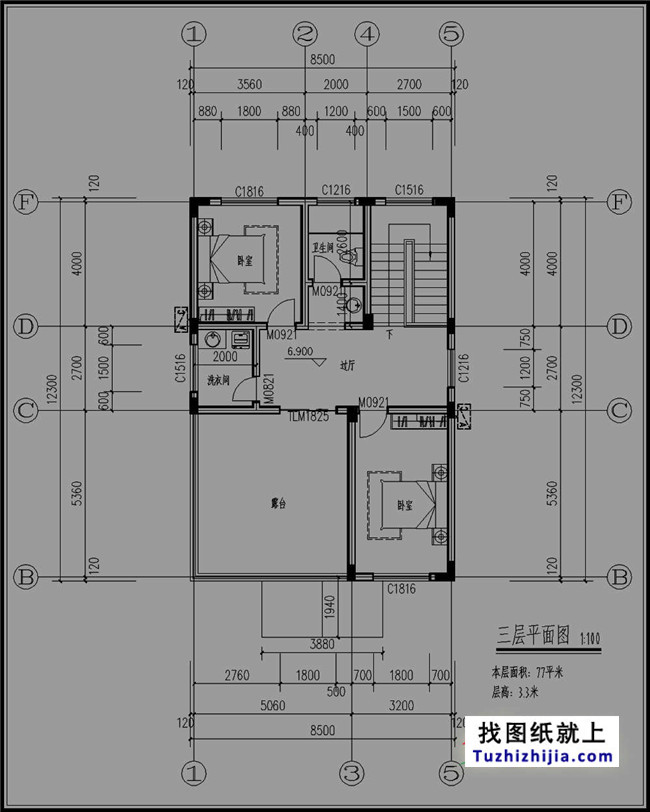 105平方米新農(nóng)村三層別墅設(shè)計(jì)圖