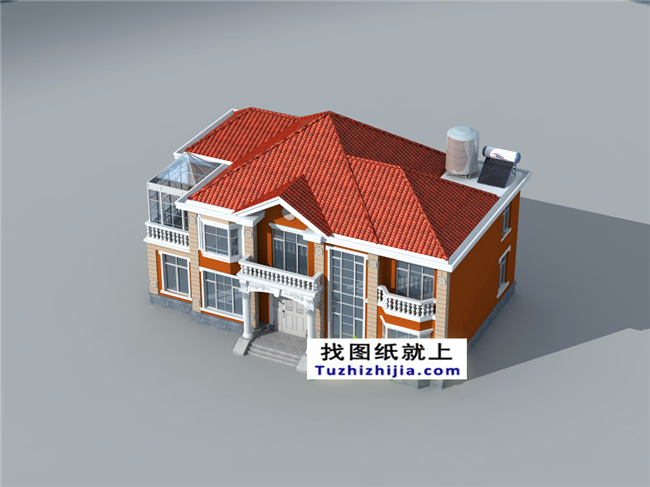  227平方米新農(nóng)村二層自建別墅設計圖紙帶外觀圖，20X11米