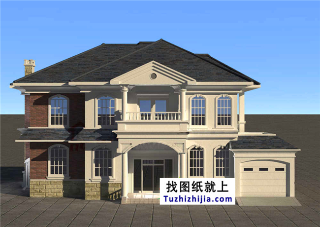 210平方米新農(nóng)村歐式二層房屋設(shè)計圖帶外觀圖,18X11米