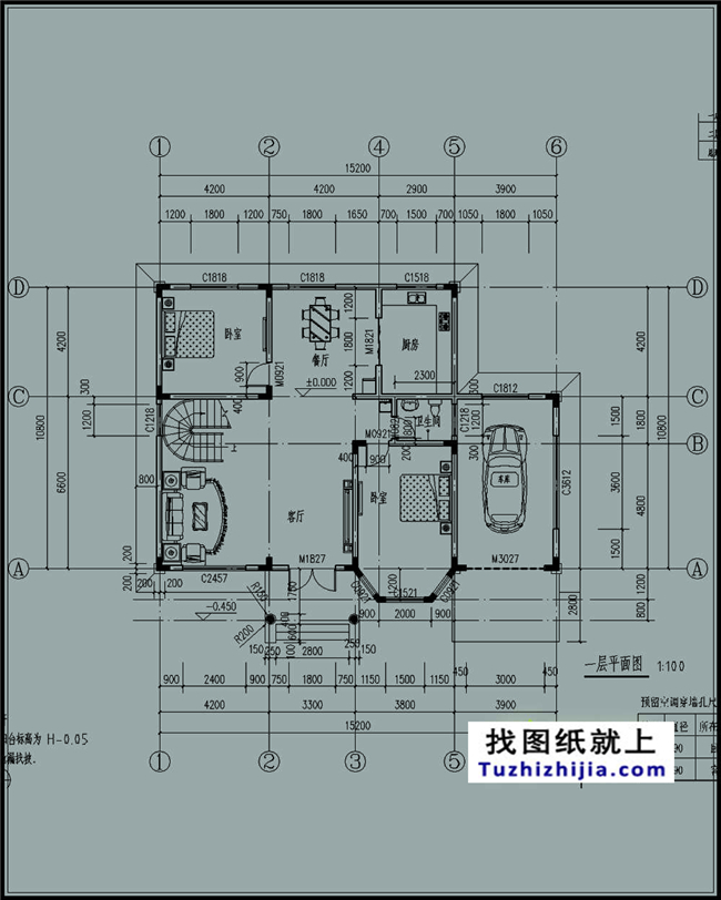 163平方米二層自建別墅設(shè)計(jì)施工建筑圖紙及效果圖，15x11米