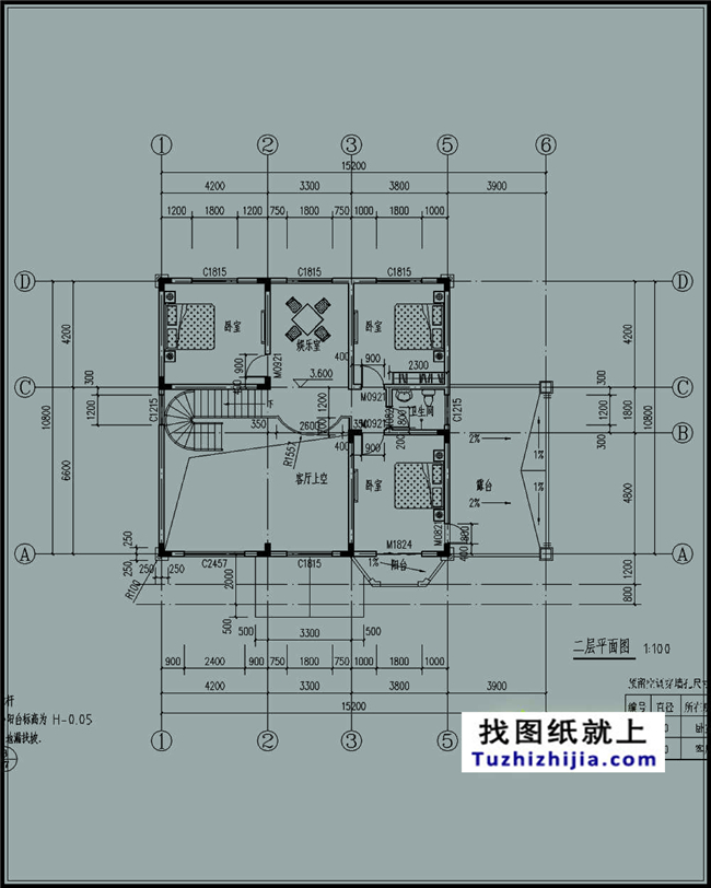 163平方米二層自建別墅設(shè)計(jì)施工建筑圖紙及效果圖，15x11米