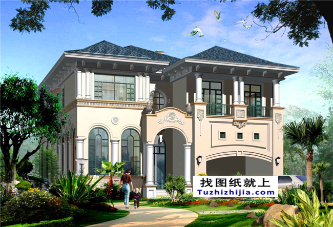 240平方米帶地下室二層豪華別墅施工設(shè)計圖紙，15x20米