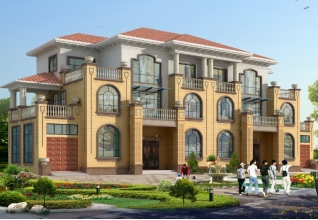 145平方米新農(nóng)村復(fù)式框架三層雙拼歐式別墅設(shè)計圖紙15米x10米