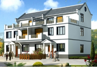 180平方米湖南農(nóng)村雙拼小別墅設(shè)計(jì)圖紙帶外觀圖17X10米