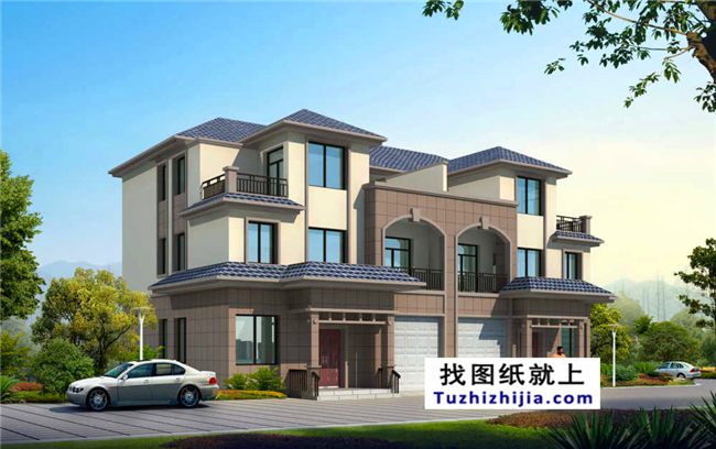 200平方米穩(wěn)重大氣三層雙拼別墅建筑設(shè)計(jì)圖紙,19.04米*11.0米