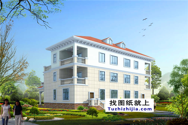 275平方米新農(nóng)村雙拼樓中樓戶型別墅設(shè)計圖紙及效果圖,21X14米