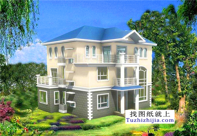 165平方米三層農(nóng)村別墅房屋全套設(shè)計圖紙,15X13米