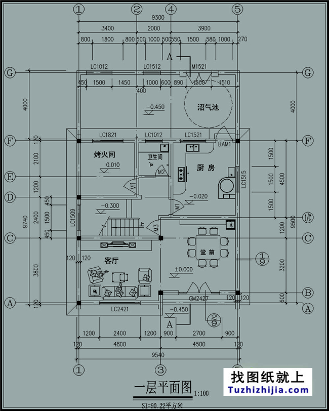90平方米徽派風(fēng)格三層別墅施工建筑設(shè)計(jì)圖紙大全,9x10米