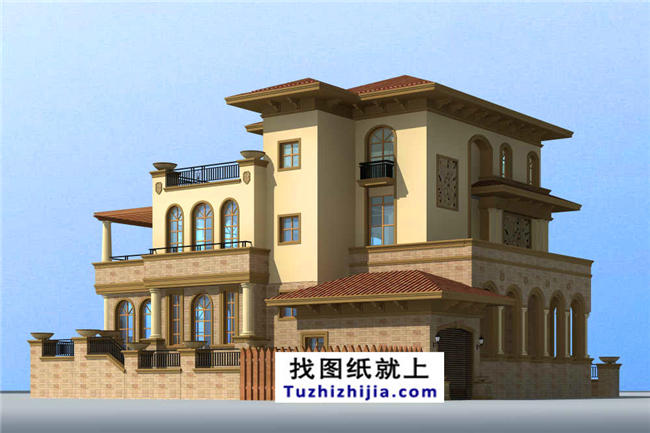 180平方米農(nóng)村三層豪華別墅設(shè)計圖紙及效果圖,17X18米